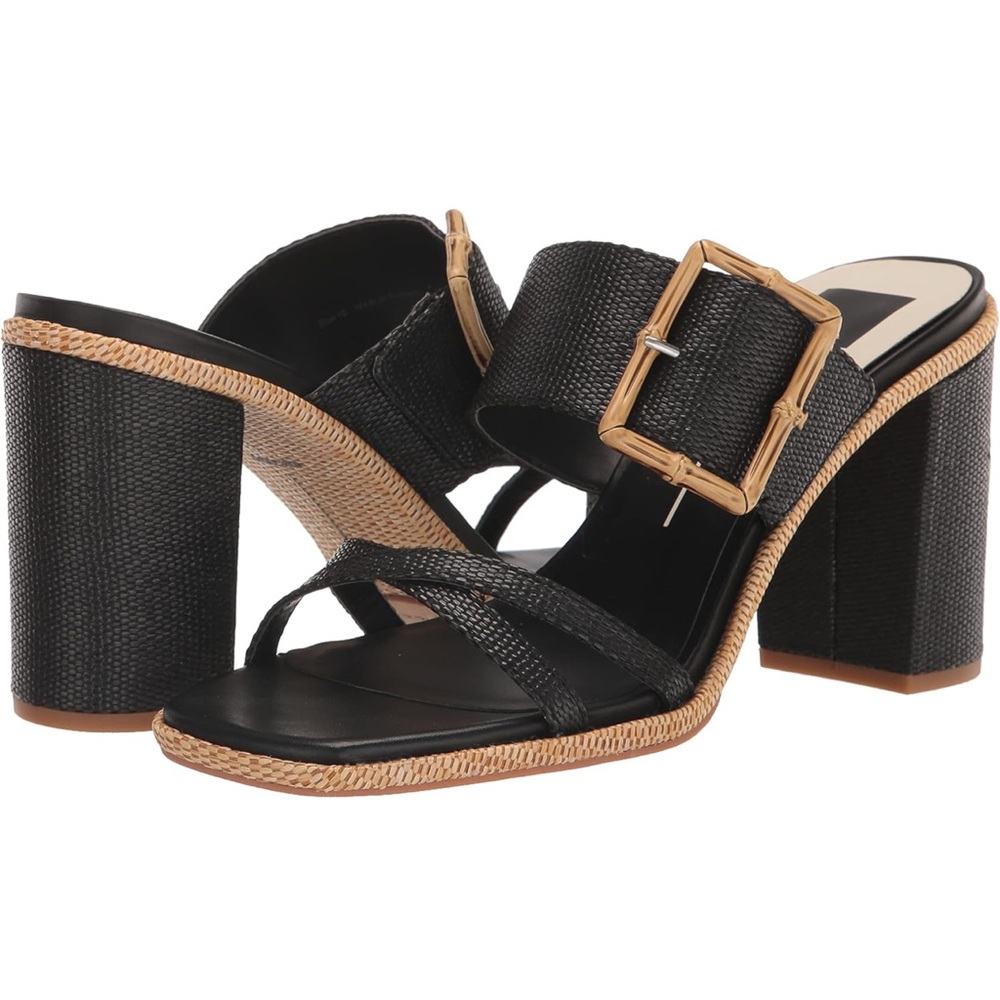 Dolce Vita NWOT Onnie Raffia Square Toe Block Heel Size 8.5